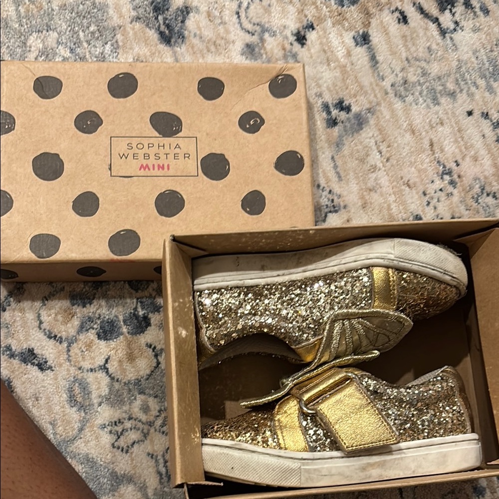 Sophia Webster Mini Gold Glitter Sneakers